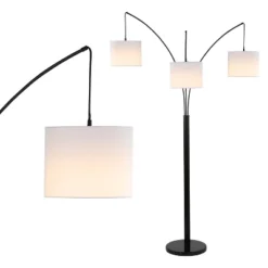 JONATHAN Y Barrie 78.5" 3-Light Adjustable Mid-Century LED Arc Floor Lamp