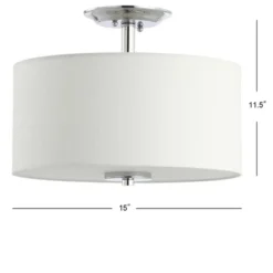 15" Marc Metal/Linen LED Semi-Flush Mount Chrome (Includes Energy Efficient Light Bulb) - JONATHAN Y -Jonathan Y Store GUEST 9532ed43 d4bb 4ed5 9b49 9a9a73d440db