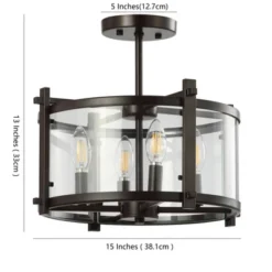 Jonathan Y Hampdon 15" Iron and Glass Modern LED Drum Flush Mount - Black -Jonathan Y Store GUEST 96804e5f 7525 40f5 aaa4 0f0f45a514e5