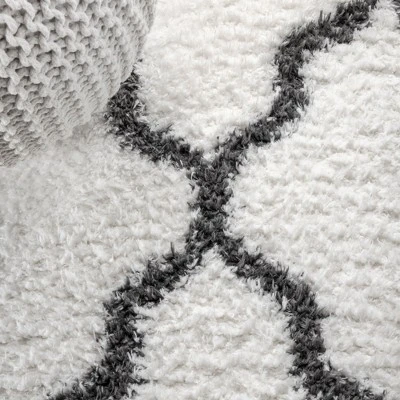 JONATHAN Y Marrakesh Shag Trellis Area Rug - Charcoal & Ivory 4 JONATHAN Y Marrakesh Shag Trellis Area Rug - Charcoal & Ivory - Image 2
