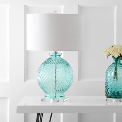 26" Glass And Crystal Estelle Table Lamp (Includes LED Light Bulb) Blue - JONATHAN Y 4 26" Glass And Crystal Estelle Table Lamp (Includes LED Light Bulb) Blue - JONATHAN Y - Image 2