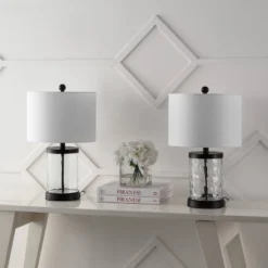 JONATHAN Y Alexander 21" Modern Water Glass Table Lamps with USB Ports, Set of 2 -Jonathan Y Store GUEST 99bb29e4 321e 4932 ae0c a9e8a162948f