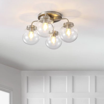 JONATHAN Y Piper 18-Inch 4-Light Farmhouse Rustic Iron and Glass LED Semi Flush Mount 12 JONATHAN Y Piper 18-Inch 4-Light Farmhouse Rustic Iron and Glass LED Semi Flush Mount - Image 10