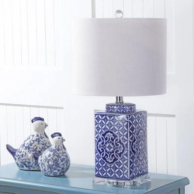 JONATHAN Y Choi 23" Blue and White Chinoiserie Table Lamp with LED Bulb 4 JONATHAN Y Choi 23" Blue and White Chinoiserie Table Lamp with LED Bulb - Image 2