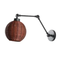 JONATHAN Y Lyla 22" Mid-Century Rattan Globe Swing Arm LED Wall Sconce -Jonathan Y Store GUEST 9d95c820 4ef7 487b 8475 87911b4928d1