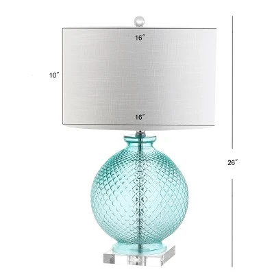 26" Glass And Crystal Estelle Table Lamp (Includes LED Light Bulb) Blue - JONATHAN Y 5 26" Glass And Crystal Estelle Table Lamp (Includes LED Light Bulb) Blue - JONATHAN Y - Image 3