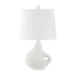 24" Charlotte Minimalist Designer Iron/Resin Oval Shade Table Lamp (Includes LED Light Bulb) White Terrazzo - JONATHAN Y -Jonathan Y Store GUEST 9eee4bd5 20d2 46b0 8730 1f0d2e5df3ff