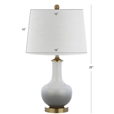 JONATHAN Y 25" Gradient Ceramic and Brass Table Lamp - White/Gray 5 JONATHAN Y 25" Gradient Ceramic and Brass Table Lamp - White/Gray - Image 3