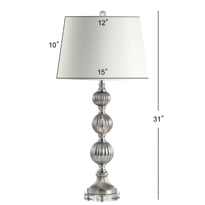 JONATHAN Y Vivienne 31" Triple Sphere Gray Glass Table Lamp with LED Bulb 5 JONATHAN Y Vivienne 31" Triple Sphere Gray Glass Table Lamp with LED Bulb - Image 3
