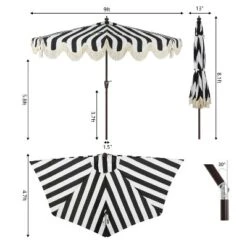 JONATHAN Y Beverly 9' Designer Scalloped Fringe Half Market Patio Umbrella -Jonathan Y Store GUEST a0c4e24f 1df4 410e aeb0 725111fb4b71