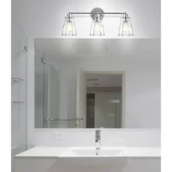JONATHAN Y Evelyn 24-Inch Industrial 3-Light Chrome Vanity Sconce
