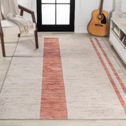 JONATHAN Y Raita Modern Distressed Stripe Machine-Washable Area Rug -Jonathan Y Store GUEST a3100f6a 11ba 4b32 9f4e 8fc93afcf141