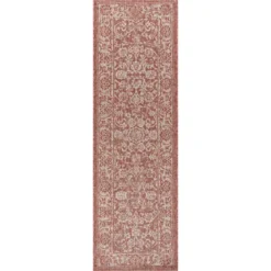 Tela Bohemian Inspired Textured Weave Floral Indoor/Outdoor Area Rug - JONATHAN Y