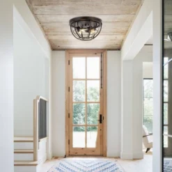 JONATHAN Y Lyla 15.75" 3-Light Rustic Farmhouse Iron LED Flush Mount -Jonathan Y Store GUEST a4ad1158 87c6 47c1 b1b1 28b1ff01b560