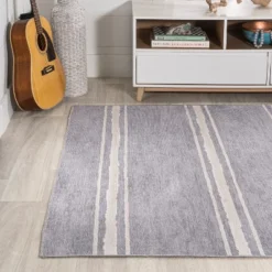 Bande Distressed Ticking Stripe Machine-Washable Area Rug - JONATHAN Y -Jonathan Y Store GUEST a4e8b5ba 6909 497d 8701 8b063bf002f0