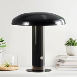 Jonathan Y Suillius 11" Cordless LED Mushroom Table Lamp - Black Iron -Jonathan Y Store GUEST a541fa8f 470b 48af 941b 11d079de8cd6