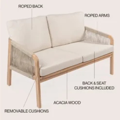 JONATHAN Y Arwen Modern Bohemian Roped Acacia Wood Outdoor Loveseat 13 JONATHAN Y Arwen Modern Bohemian Roped Acacia Wood Outdoor Loveseat -Jonathan Y Store GUEST a8027559 df06 43be 9ac9 f54c1a794ac4