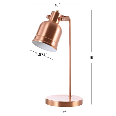 18" Metal Edgar Task Lamp (Includes LED Light Bulb) Copper - JONATHAN Y 5 18" Metal Edgar Task Lamp (Includes LED Light Bulb) Copper - JONATHAN Y - Image 3