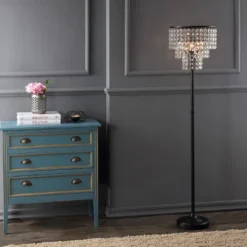 JONATHAN Y Juliette Crystal and Metal Art Deco Floor Lamp