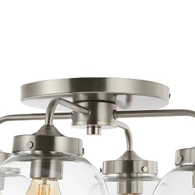 JONATHAN Y Piper 18-Inch 4-Light Farmhouse Rustic Iron and Glass LED Semi Flush Mount 8 JONATHAN Y Piper 18-Inch 4-Light Farmhouse Rustic Iron and Glass LED Semi Flush Mount - Image 6