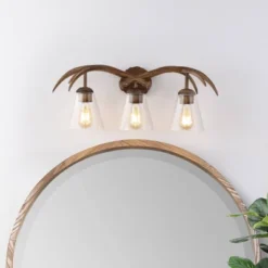JONATHAN Y Wyatt 25.5" 3-Light Southwestern Faux Antler LED Vanity Light