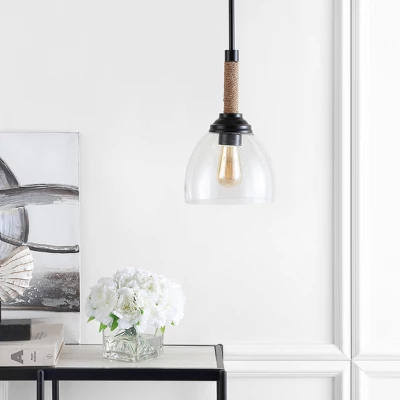 Jonathan Y Alys 7.63" Adjustable Rope Wrap Modern Rustic LED Kitchen Pendant - Black 4 Jonathan Y Alys 7.63" Adjustable Rope Wrap Modern Rustic LED Kitchen Pendant - Black - Image 2