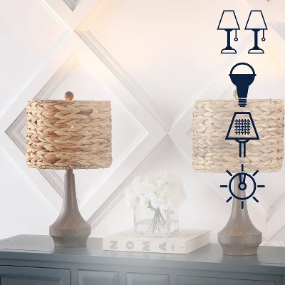 JONATHAN Y Theodore 21" Rustic Farmhouse Rattan & Resin Table Lamps, Set of 2 4 JONATHAN Y Theodore 21" Rustic Farmhouse Rattan & Resin Table Lamps, Set of 2 - Image 2