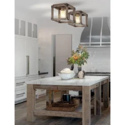 JONATHAN Y Iron Magnolia LED Rustic Farmhouse Flush Mount Light