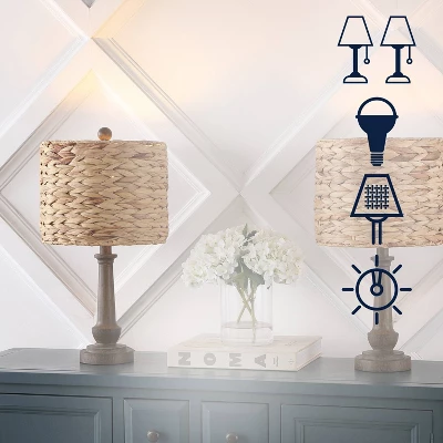 JONATHAN Y Leona 21.25" Rustic Farmhouse Rattan Table Lamps - Set of 2 4 JONATHAN Y Leona 21.25" Rustic Farmhouse Rattan Table Lamps - Set of 2 - Image 2