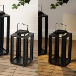 JONATHAN Y Leland Modern Industrial Integrated LED Solar Powered Lanterns, Set of 3 -Jonathan Y Store GUEST b09dcd68 889e 4dc5 af69 5190ab944635