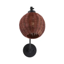 JONATHAN Y Lyla 22" Mid-Century Rattan Globe Swing Arm LED Wall Sconce -Jonathan Y Store GUEST b16ccf9c b11a 4368 b2a7 f98b90f65c10