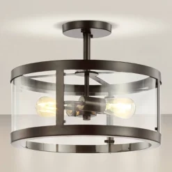 15" Iron And Glass Herndon Modern LED Flush Mount - Jonathan Y -Jonathan Y Store GUEST b1ba434d 5bb2 45fd 8f6e 1c90b0cbf31f
