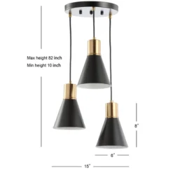 JONATHAN Y Apollo 15" Black Metal Pendant - Adjustable 3-Light Fixture 9 JONATHAN Y Apollo 15" Black Metal Pendant - Adjustable 3-Light Fixture -Jonathan Y Store GUEST b36bada3 e26d 4414 8e2b f78d78226bb9