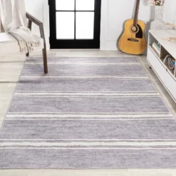 Bande Distressed Ticking Stripe Machine-Washable Area Rug - JONATHAN Y -Jonathan Y Store GUEST b6e4a9f0 8ecf 443c 90c3 b0fcb981d900