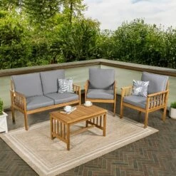 JONATHAN Y Everly 4-Piece Modern Cottage Acacia Wood Outdoor Patio Set 11 JONATHAN Y Everly 4-Piece Modern Cottage Acacia Wood Outdoor Patio Set -Jonathan Y Store GUEST b7349eaa e8ff 43c6 b0a5 a6f19745db7f