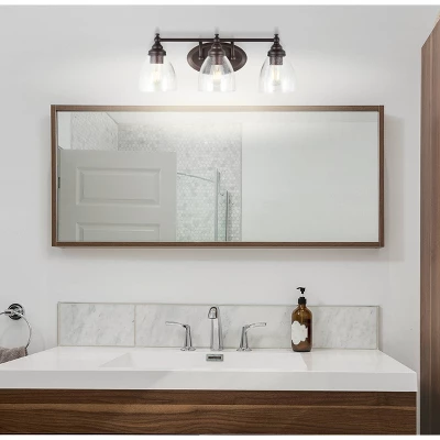 JONATHAN Y Marais 30" 3-Light Seeded Glass and Metal Wall Sconce 3 JONATHAN Y Marais 30" 3-Light Seeded Glass and Metal Wall Sconce