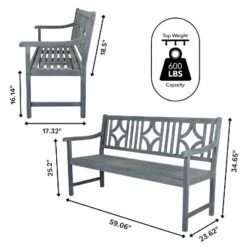 JONATHAN Y Sloane 3-Seat Ogee Diamond-Back Acacia Wood Outdoor Garden Bench -Jonathan Y Store GUEST b8a8c4f6 54f0 46e7 8d66 b829f638164f