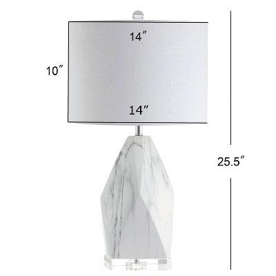 JONATHAN Y Oslo 25.5" Faceted Marble/Ceramic Table Lamp with Crystal Base 5 JONATHAN Y Oslo 25.5" Faceted Marble/Ceramic Table Lamp with Crystal Base - Image 3