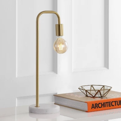 Jonathan Y 20.5" Brass and Marble Minimalist Glam Pipe Table Lamp 3 Jonathan Y 20.5" Brass and Marble Minimalist Glam Pipe Table Lamp