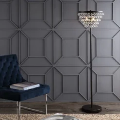 JONATHAN Y Jemma Crystal and Metal Tiered LED Floor Lamp