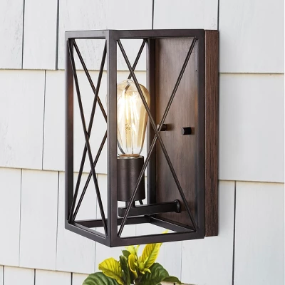 JONATHAN Y Norris X-Frame Rustic Iron Farmhouse LED Wall Sconce 5 JONATHAN Y Norris X-Frame Rustic Iron Farmhouse LED Wall Sconce - Image 3