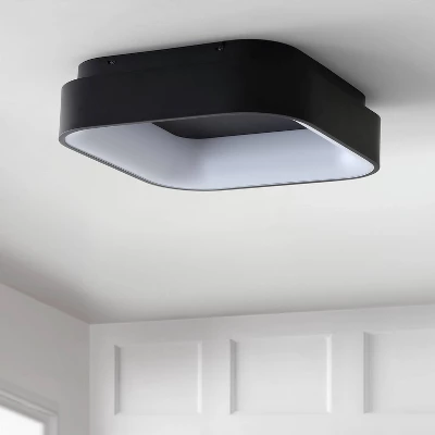 JONATHAN Y Rafael 17.75" Metal Flush Mount - Black LED Ceiling Light 4 JONATHAN Y Rafael 17.75" Metal Flush Mount - Black LED Ceiling Light - Image 2