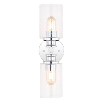 JONATHAN Y Jules 16.5" 2-Light LED Chrome and Seeded Glass Wall Sconce 4 JONATHAN Y Jules 16.5" 2-Light LED Chrome and Seeded Glass Wall Sconce - Image 2