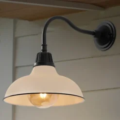 JONATHAN Y Aurora Farmhouse Industrial Iron LED Gooseneck Outdoor Sconce