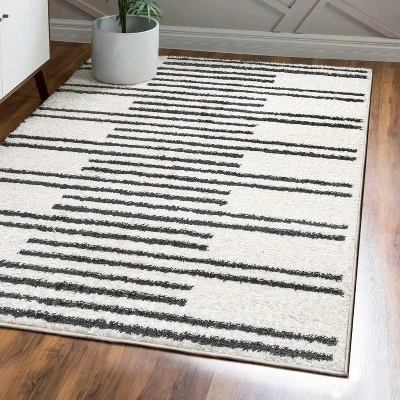 JONATHAN Y Petra Stripe Geometric Shag Area Rug - Bohemian Moroccan Design 14 JONATHAN Y Petra Stripe Geometric Shag Area Rug - Bohemian Moroccan Design - Image 12
