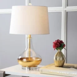 JONATHAN Y West 24.5" Clear Glass Table Lamp with LED Light Bulb