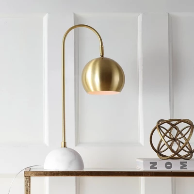 JONATHAN Y Stephen 23.5" Gold Metal and Marble Table Lamp with LED Bulb 3 JONATHAN Y Stephen 23.5" Gold Metal and Marble Table Lamp with LED Bulb