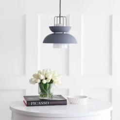 JONATHAN Y Paul 11" Metal Farmhouse Pendant with LED Bulb - Gray -Jonathan Y Store GUEST c712f858 373d 4fd7 bed1 f13e7788c8a3