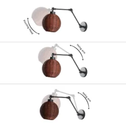JONATHAN Y Lyla 22" Mid-Century Rattan Globe Swing Arm LED Wall Sconce -Jonathan Y Store GUEST c78fcc15 1cc3 494d 9b5a 020aaa96016d