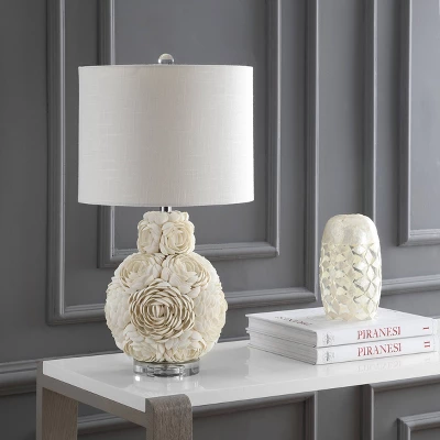 JONATHAN Y 24" Seashell Rosette Table Lamp with LED Bulb, White 4 JONATHAN Y 24" Seashell Rosette Table Lamp with LED Bulb, White - Image 2